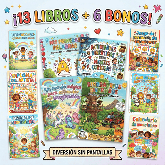 Kit de Actividades para Niños (3 a 7 años) | 13 Libros + 6 Bonos | Diversión sin Pantallas